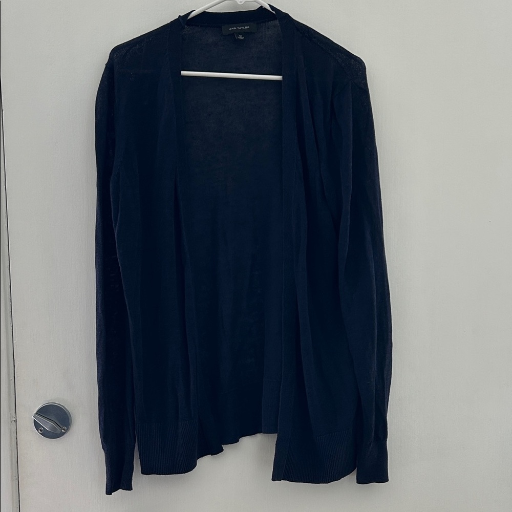Ann Taylor Classic Black Open-Front Cardigan